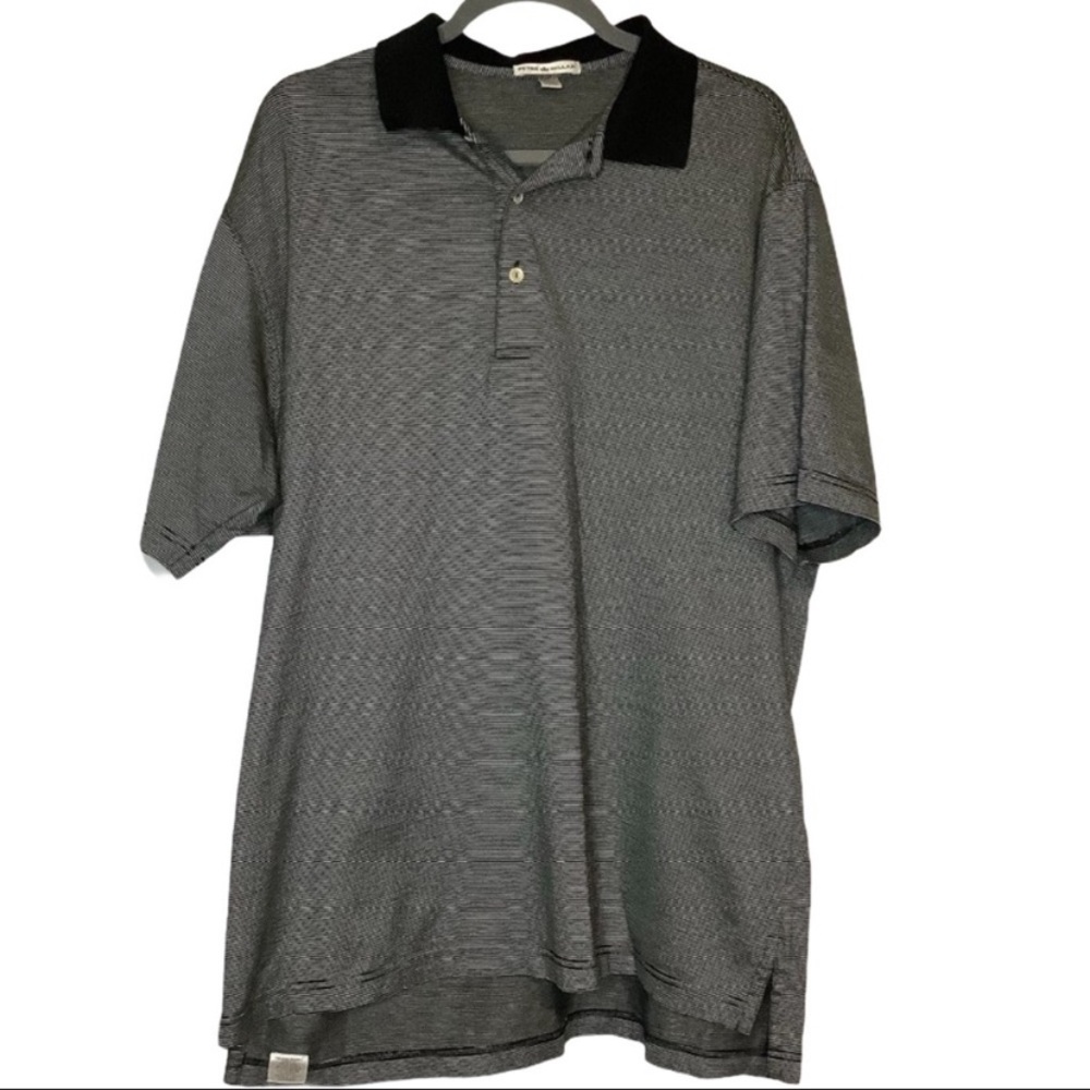 Peter Millar Gray Polo with Black Collar